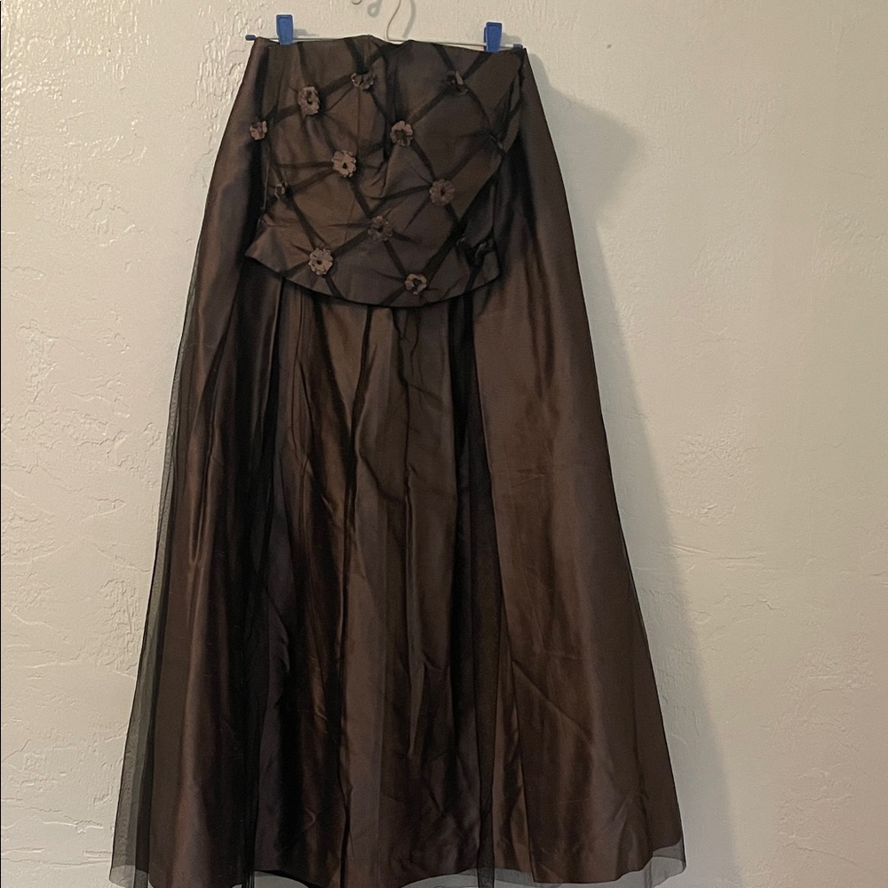 Rickie Freeman Neiman Marcus Brown 100% SILK Vintage Maxi Skirt/ Top - Picture 1 of 9